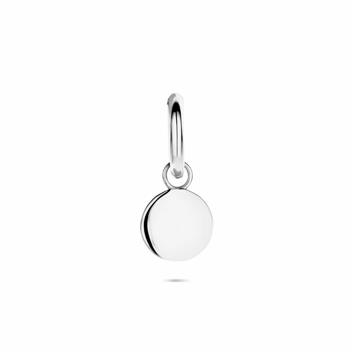 Orecchino rotondo in argento 925 rodiato, venduto singolarmente.