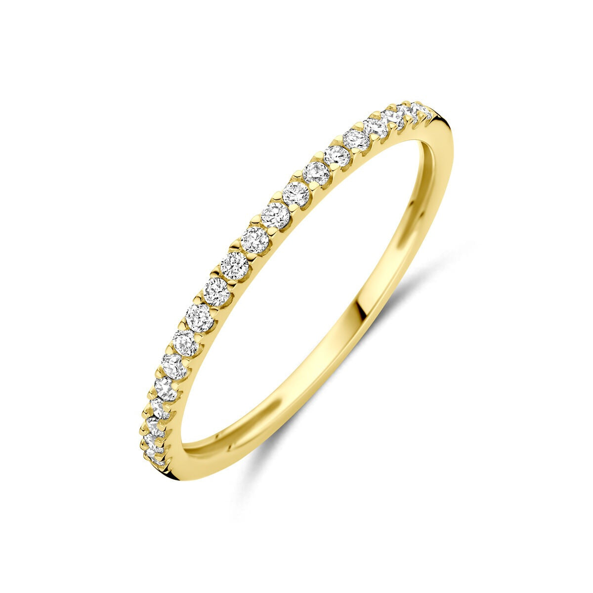 Anello in oro giallo 14k con diamanti lab-grown da 0,15 ct incastonati.