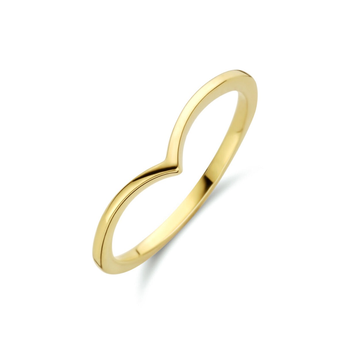 Anello in oro giallo 9k con design a forma di cuore, larghezza 4mm.