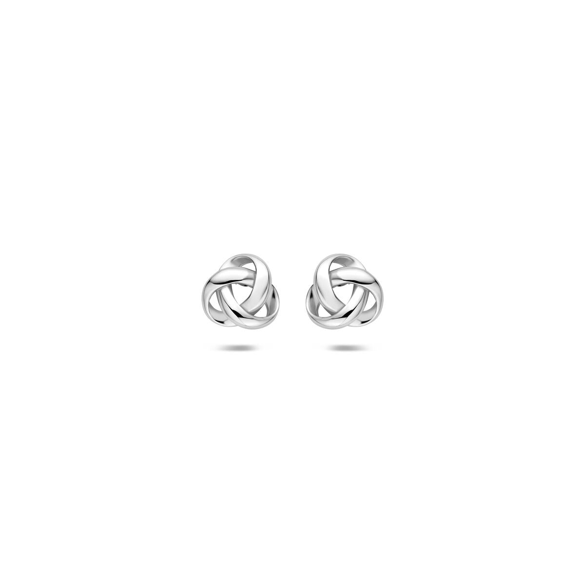 Orecchini a forma di nodo in argento rodiato.