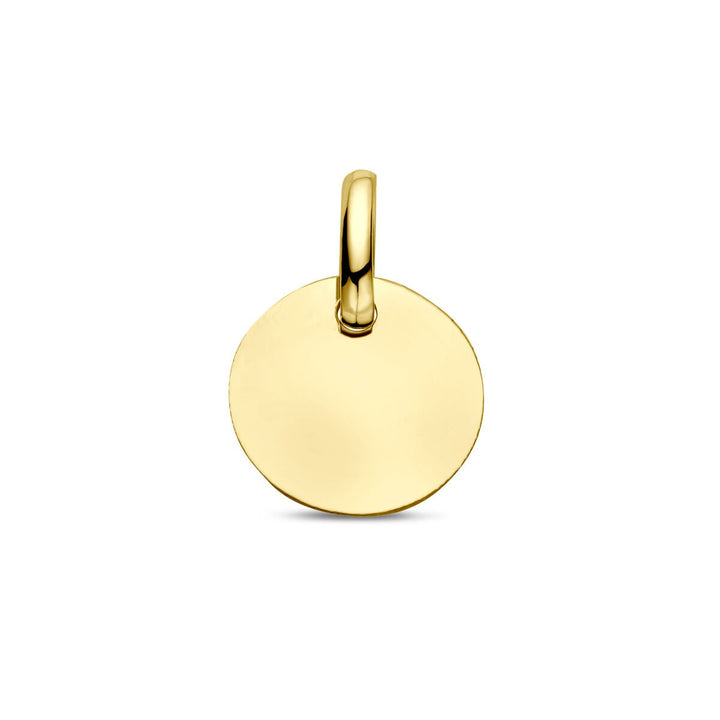 9k geelgouden ronde graveerhanger