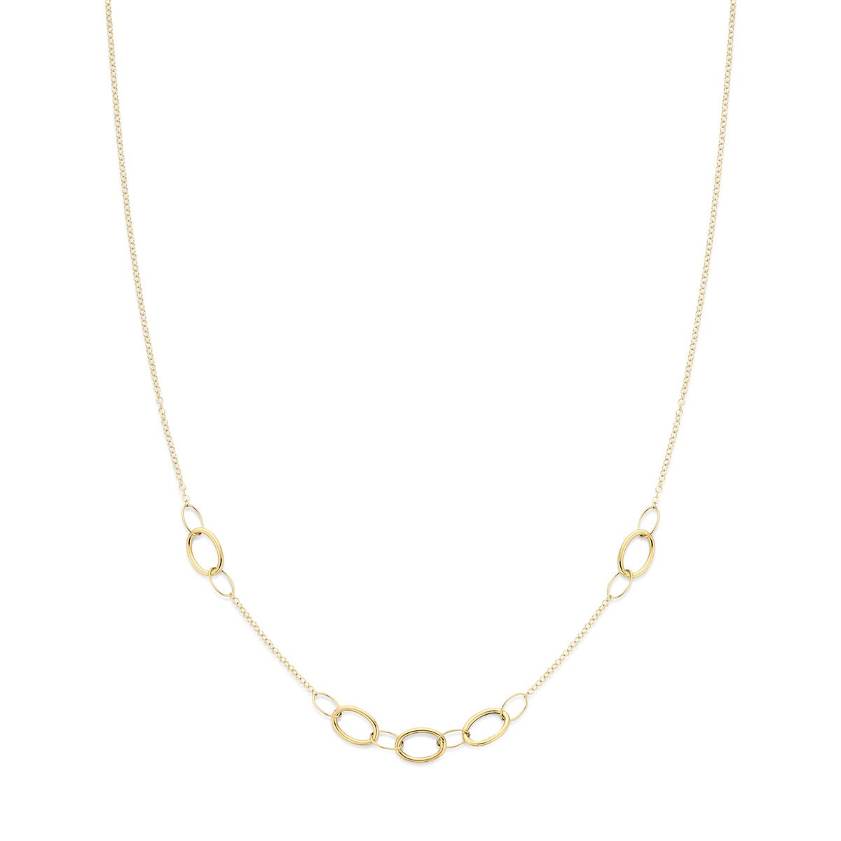 Bracciale in oro giallo 14k con chiusura a molla e maglie ovali.