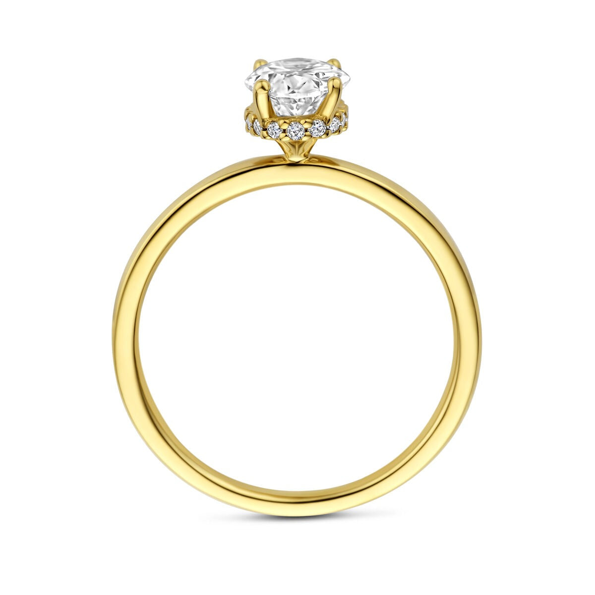 Anello in oro giallo 14k con diamante lab grown ovale