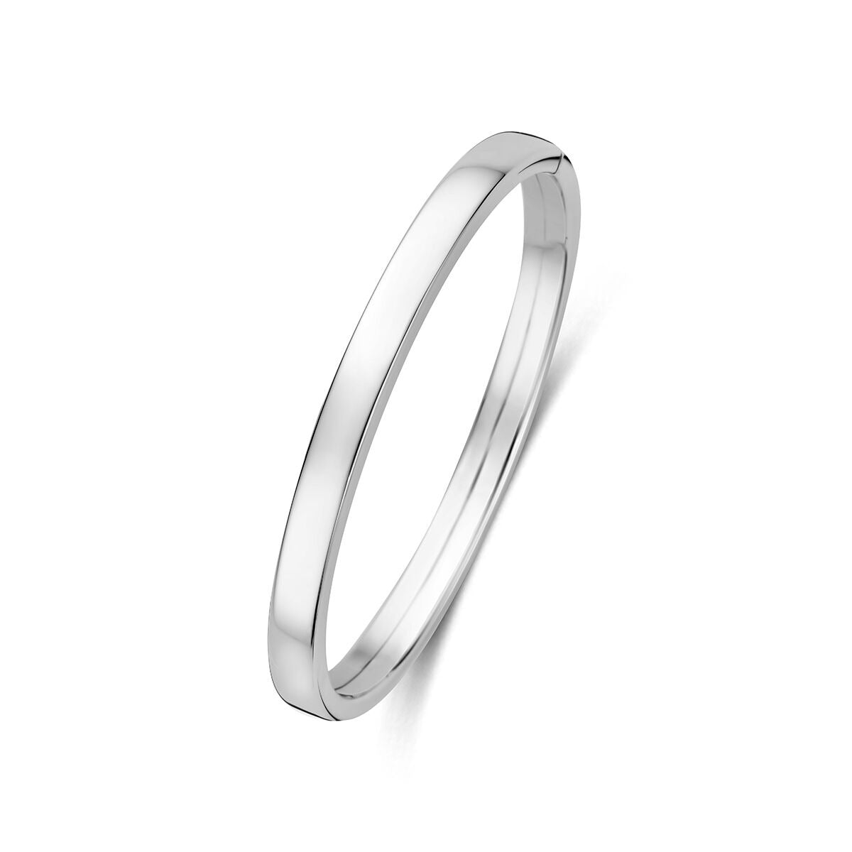 Gerhodineerde 925 zilveren bangle met een strakke, gladde afwerking en een minimalistisch ontwerp.