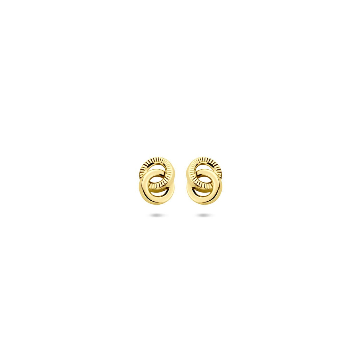 Orecchini in oro giallo 14k, forma ondulata, dimensioni 6 x 4,5 mm.