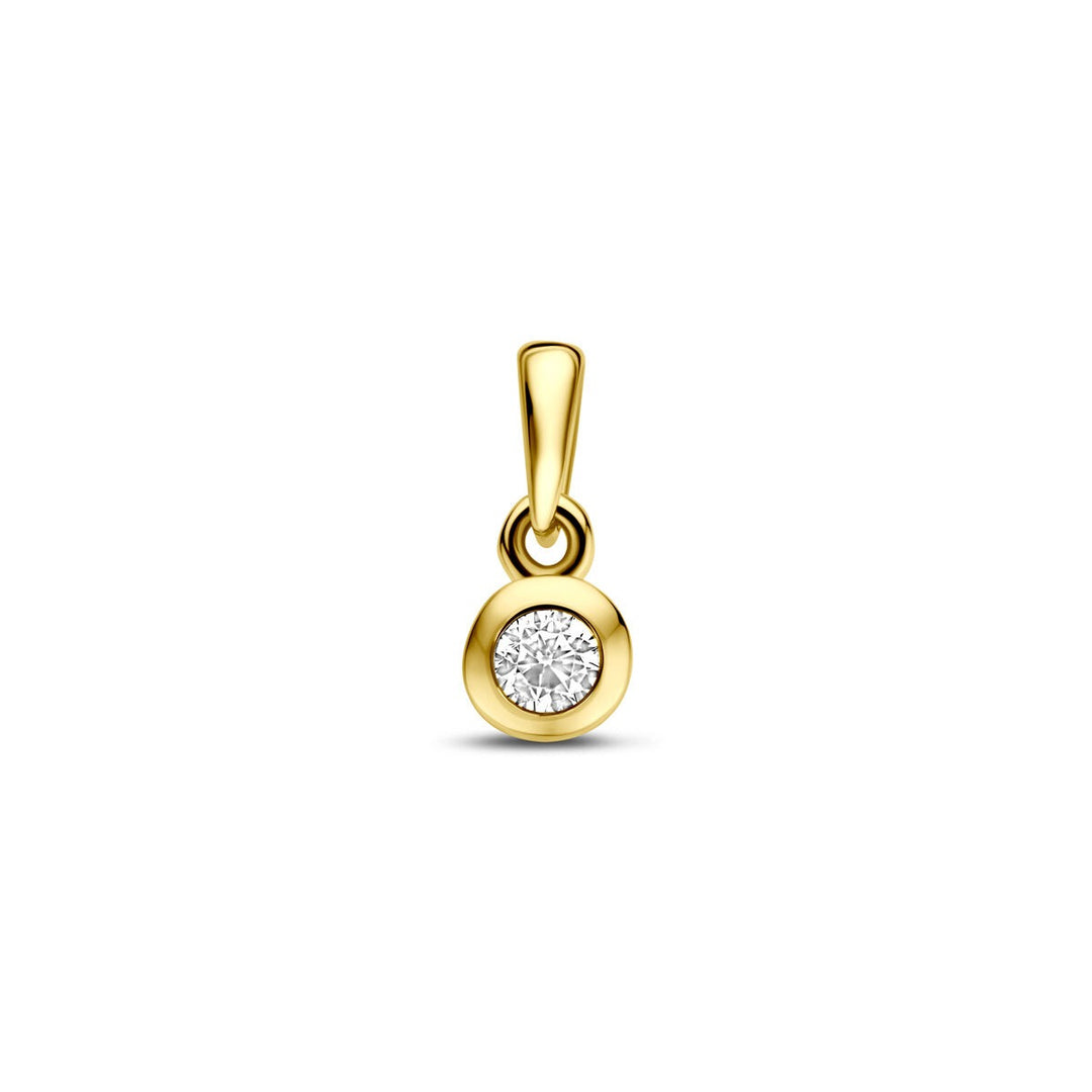 Gouden hanger met zirkonia 14k – solitaire briljant 11 mm