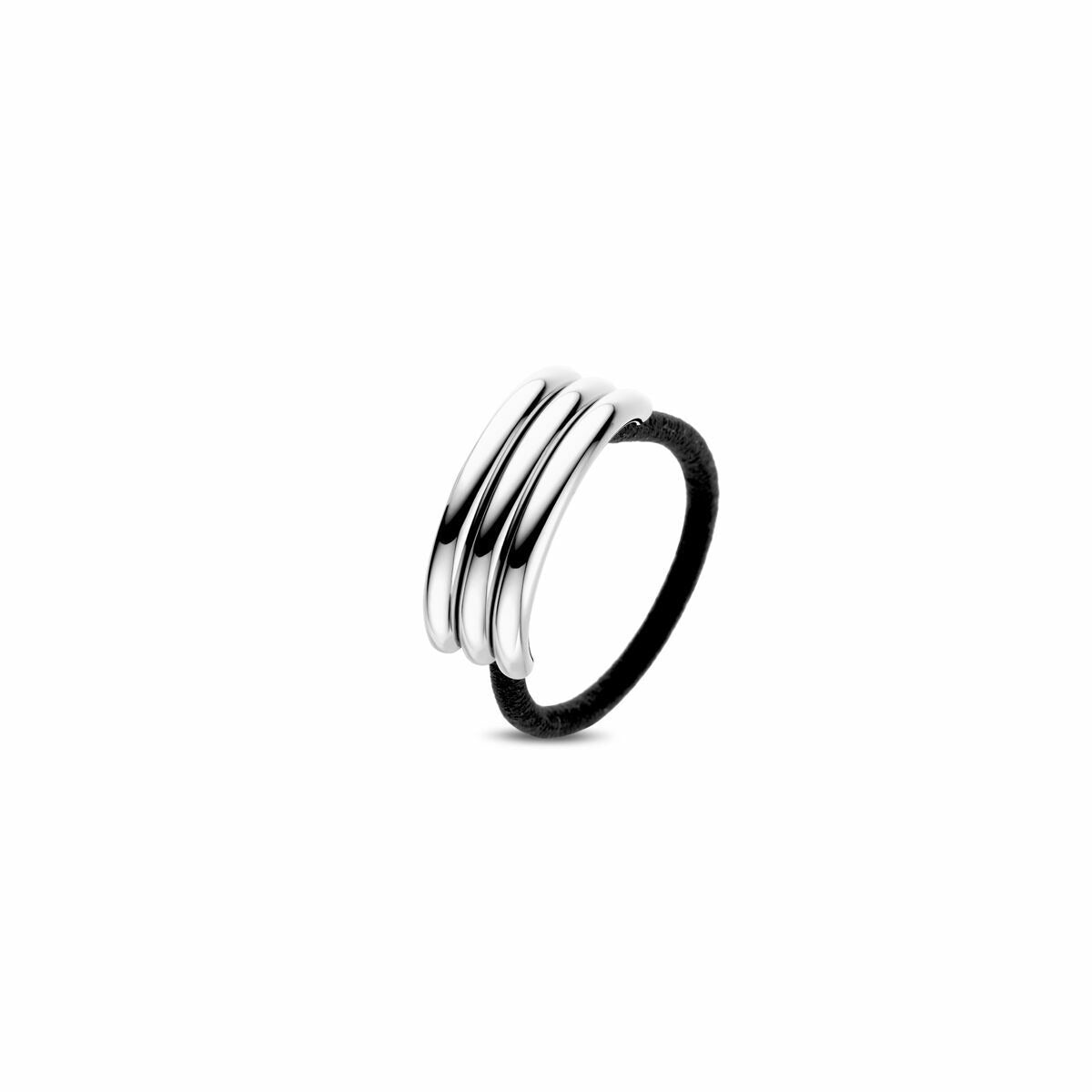 Cuff per capelli in acciaio color argento, forma ondulata con tre strisce.