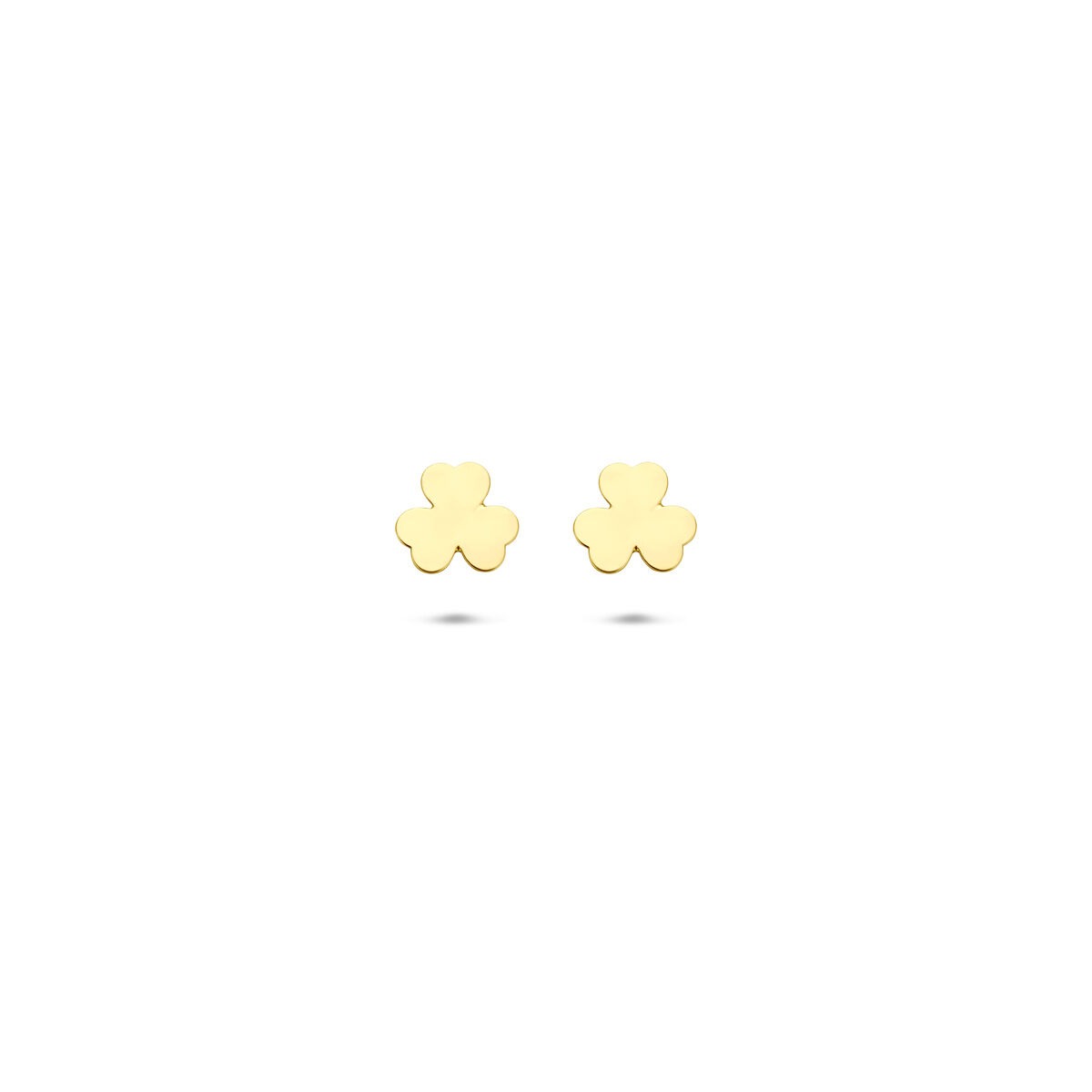 Orecchini in oro 14k a forma di quadrifoglio, dimensione 5 mm.