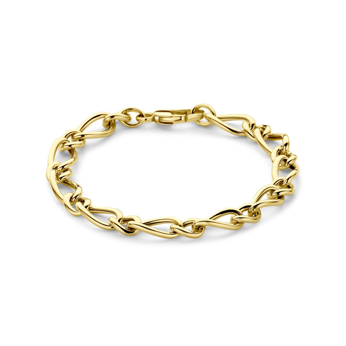 Bracciale in oro giallo 14k con motivo ad ancore, lunghezza 19 cm.