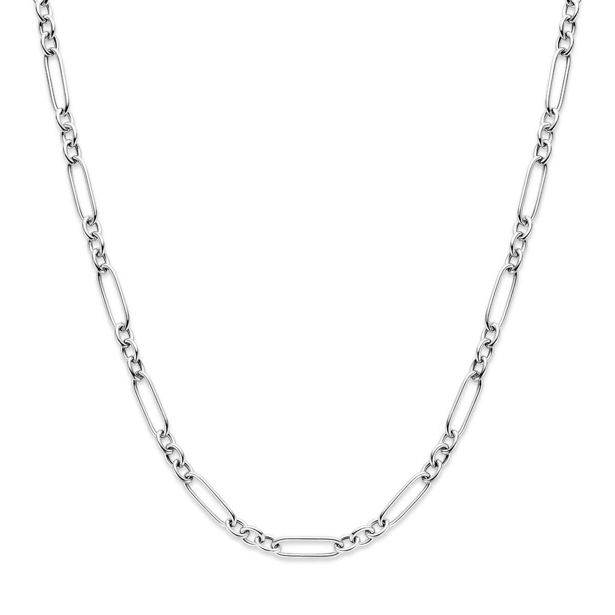 Collana in argento ancorato in argento 925 rodiato con maglie allungate.