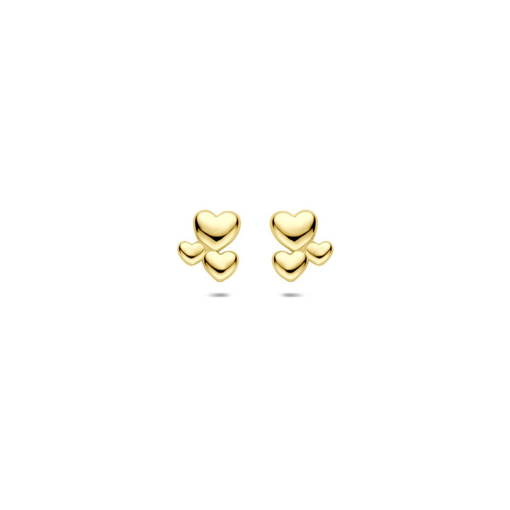 9k Geelgouden oorknoppen met hartjes