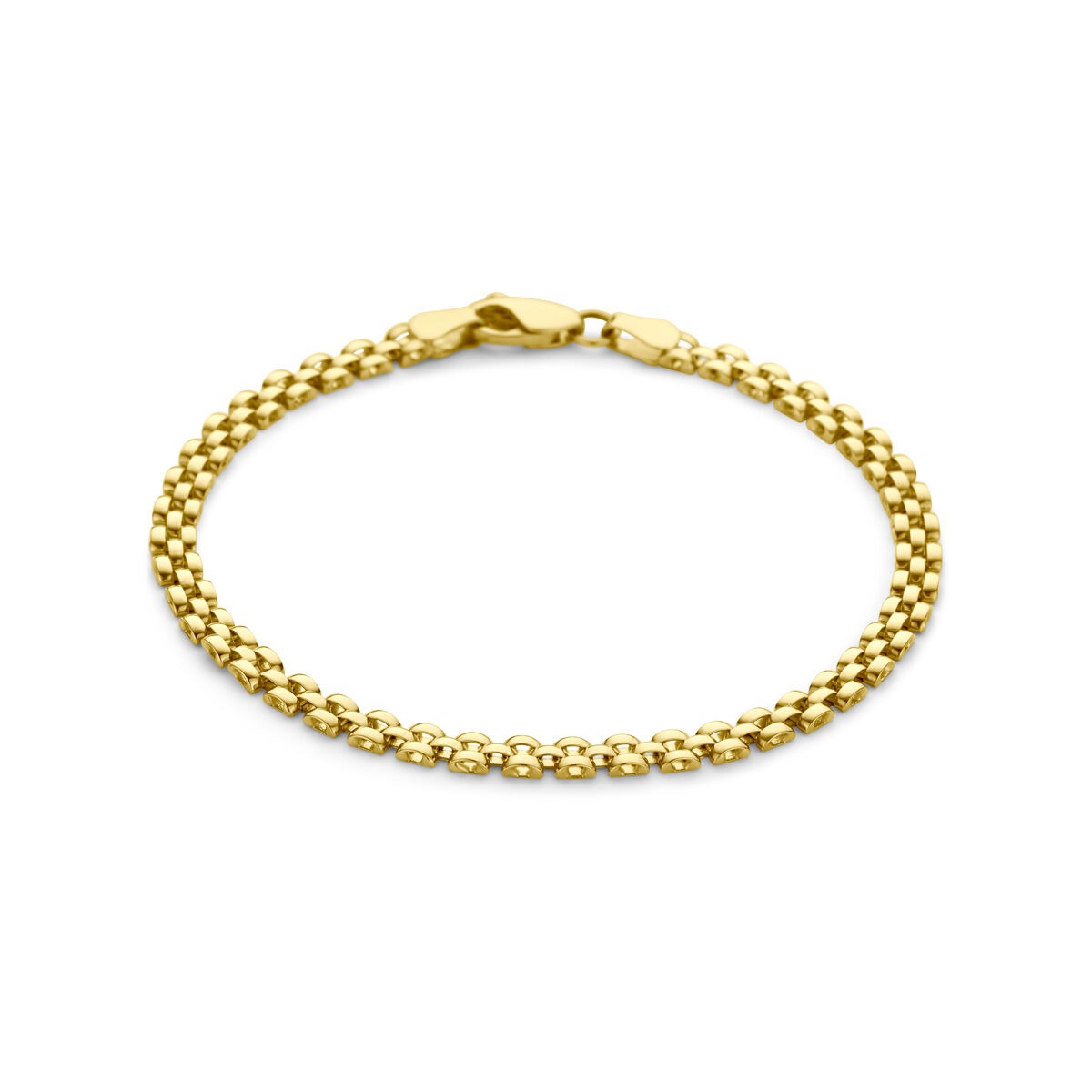 Bracciale in oro giallo 9k con maglie a forma di pantera, lunghezza 18,5 cm.