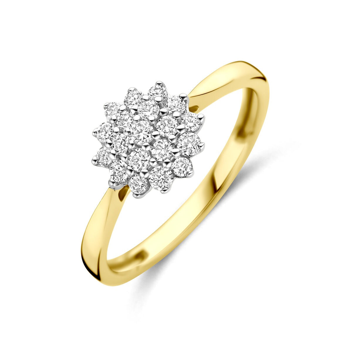 Anello bicolore in oro giallo e bianco con diamante lab-grown da 0,33 ct.