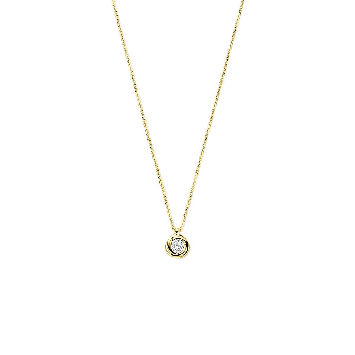 Collana in oro 14k con zircone e maglia rolò.