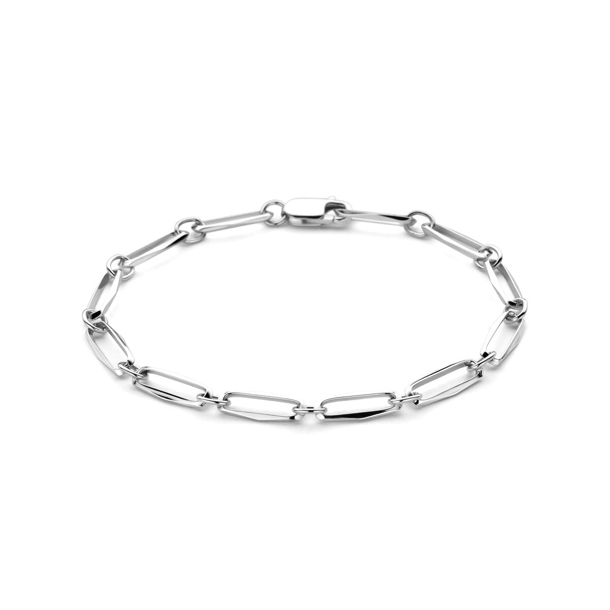 Zilveren armband van gerhodineerd 925 zilver met een schakeldesign van 4,5 mm.