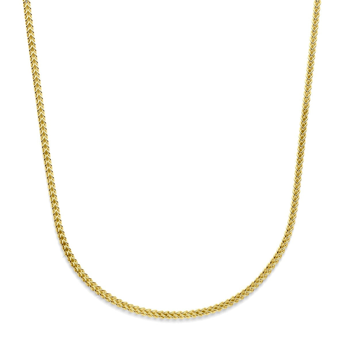 Geelgouden gourmette herenketting van 14k, 60 cm lang, met een glanzende zilverkern.