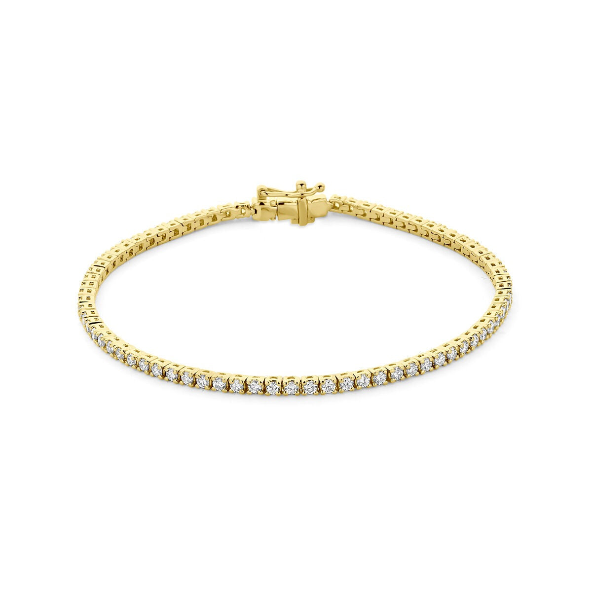 Bracciale tennis in argento 925 placcato oro con diamanti lab grown.