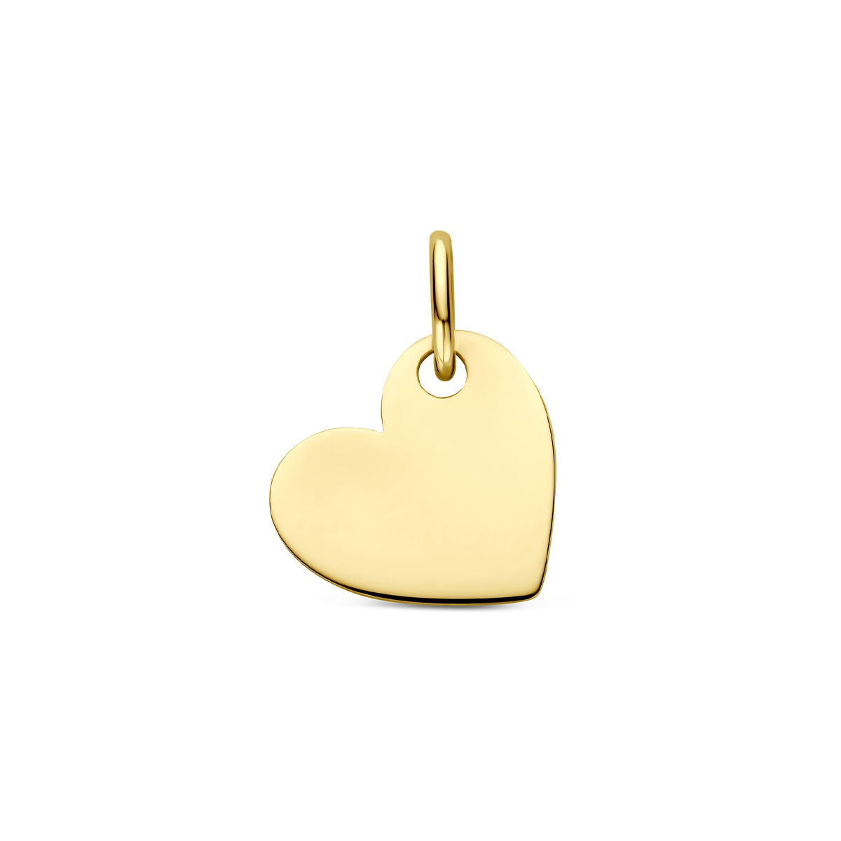Ciondolo a forma di cuore in oro giallo 14k, dimensione 9 mm.