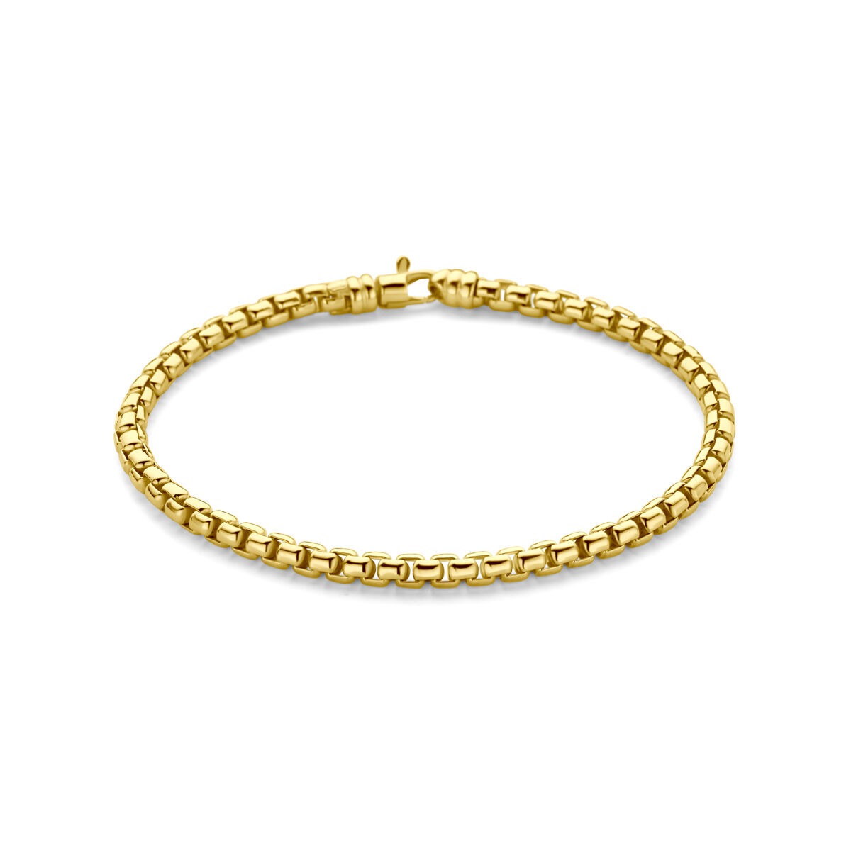 Bracciale da donna in oro giallo 14k con nucleo argentato, larghezza 4,3 mm.
