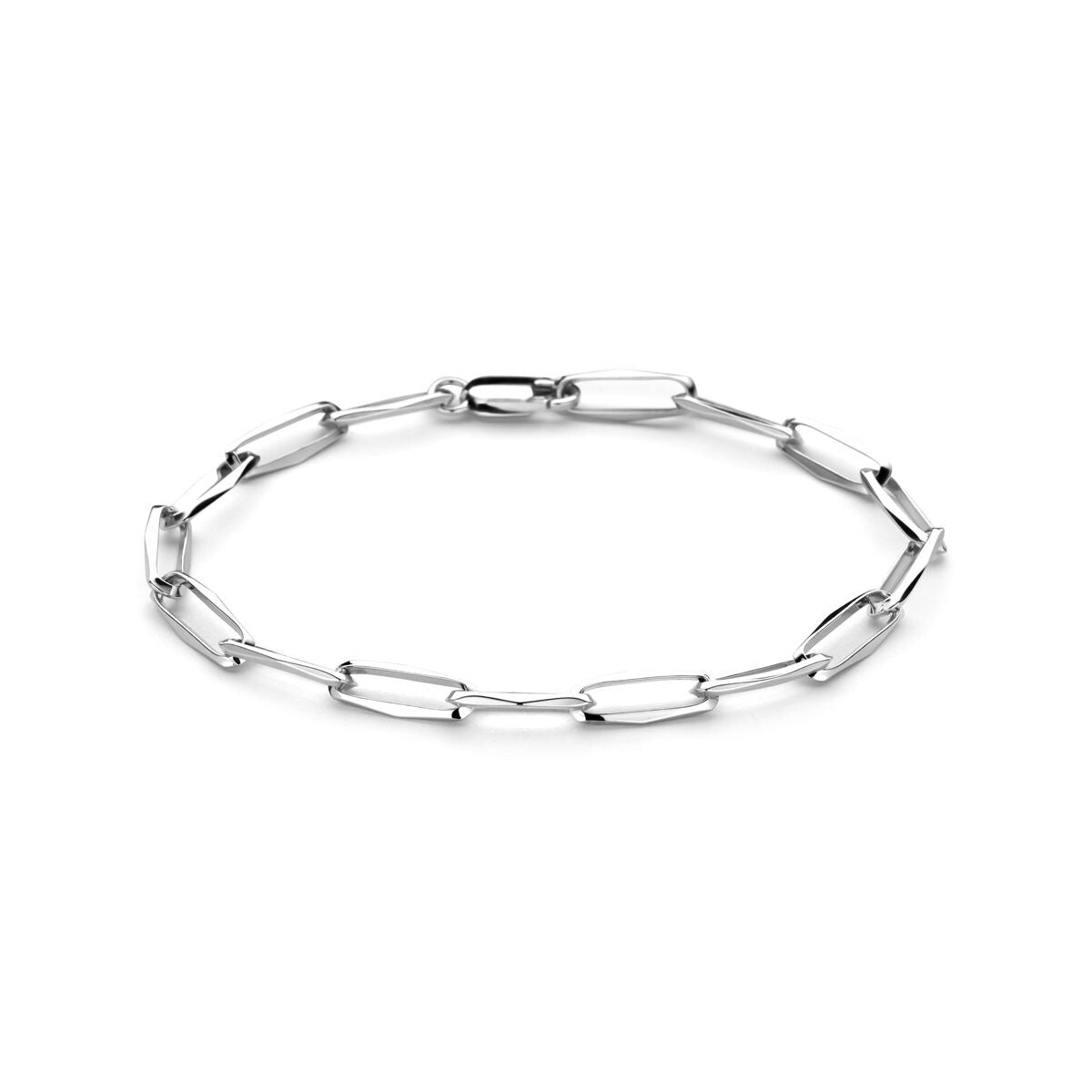 Zilveren armband met een gesloten schakelsysteem van 5 mm, gerhodineerd afwerking.