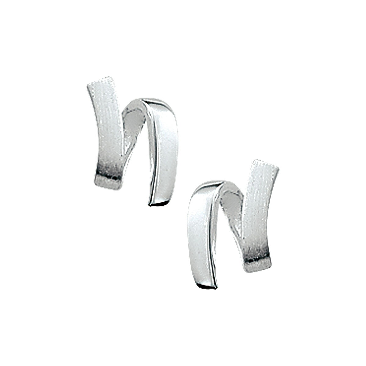 Orecchini in argento 925 rodiato con finitura opaca e lucida, forma ondulata.