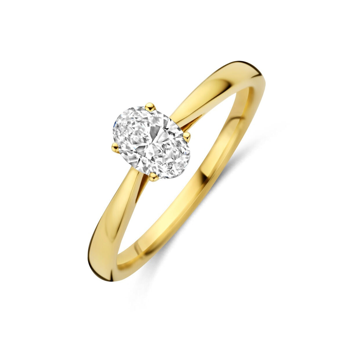 Anello in oro giallo 14k con diamante lab-grown ovale da 0,50 ct.