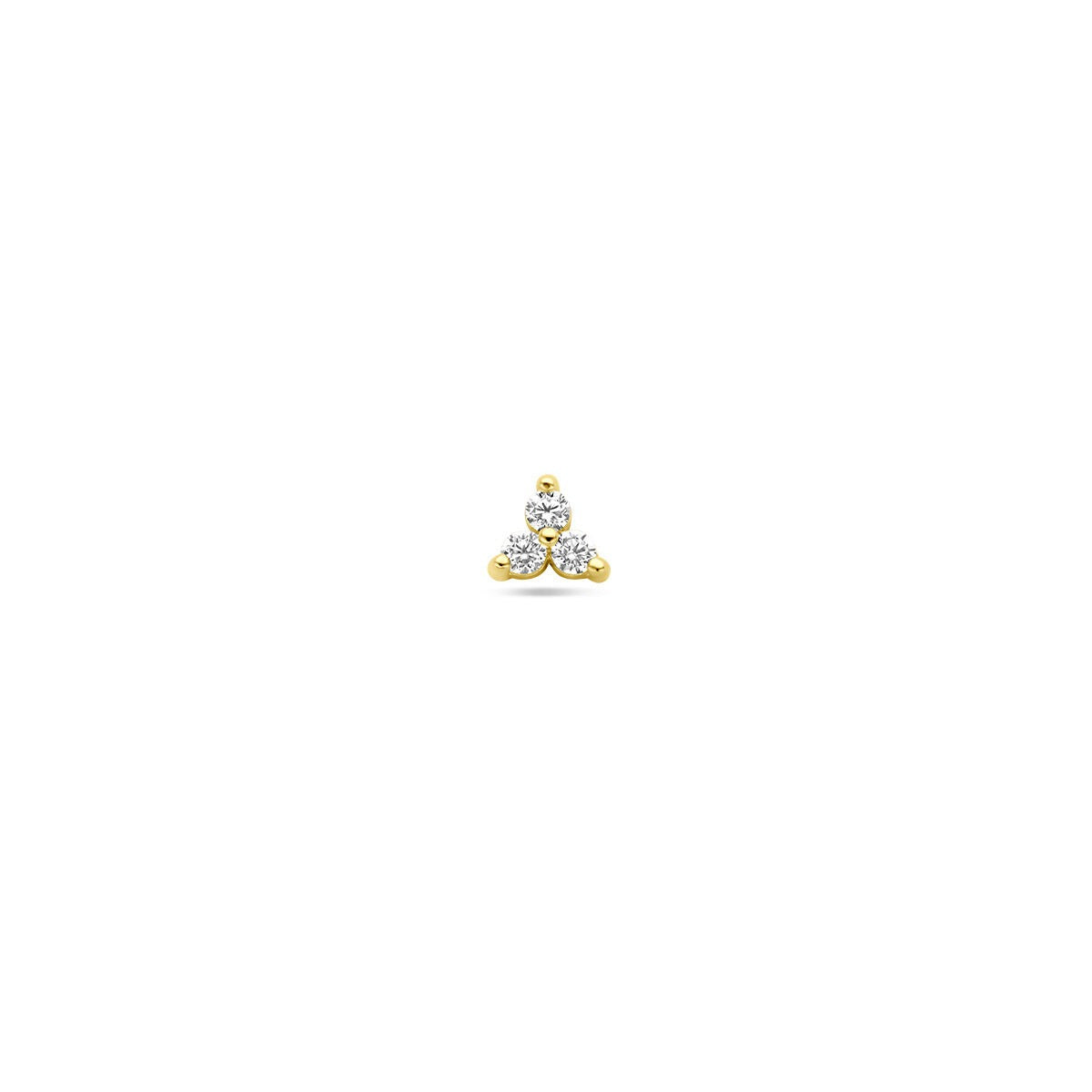Piercing flat back in oro giallo 9k con zirconi, forma triangolare con dettagli lucidi.