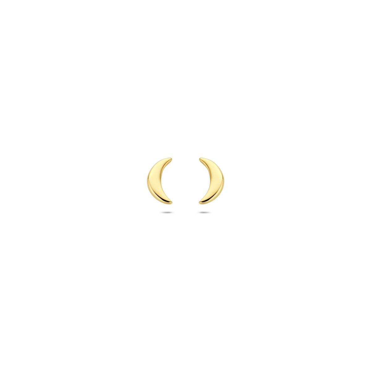Orecchini in oro giallo 14k a forma di luna, dal design sottile e simbolico.