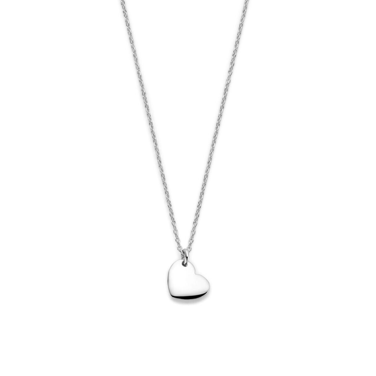 Gerhodineerd 925 zilveren collier met een glanzend hartje als hanger.