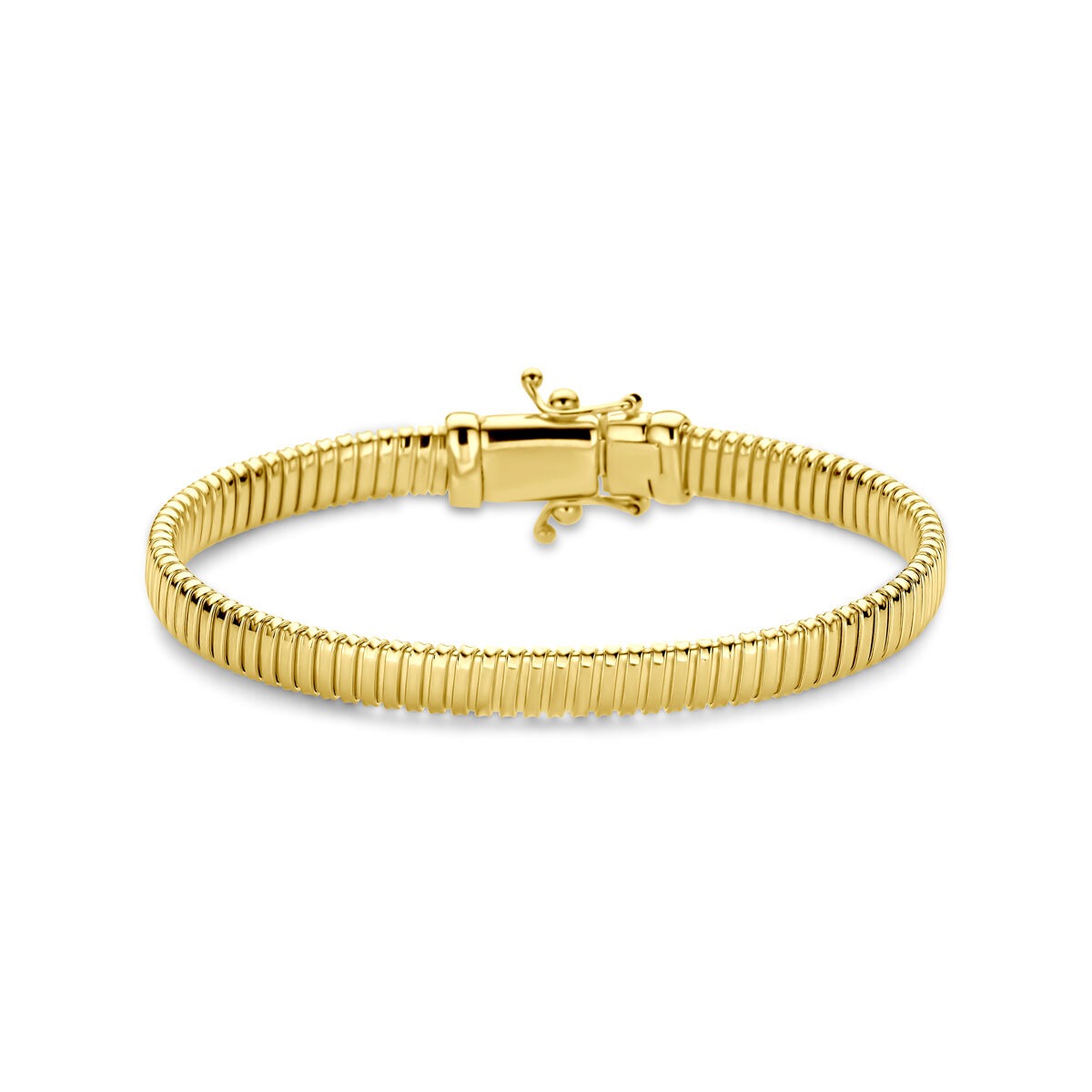 Bracciale da donna in oro giallo 14k con maglia tubogas di 6 mm.
