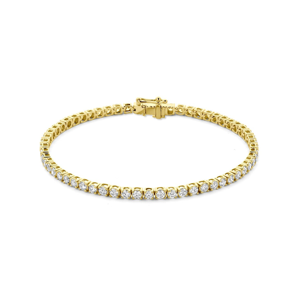 Bracciale tennis in oro giallo 14k con diamanti lab-grown.