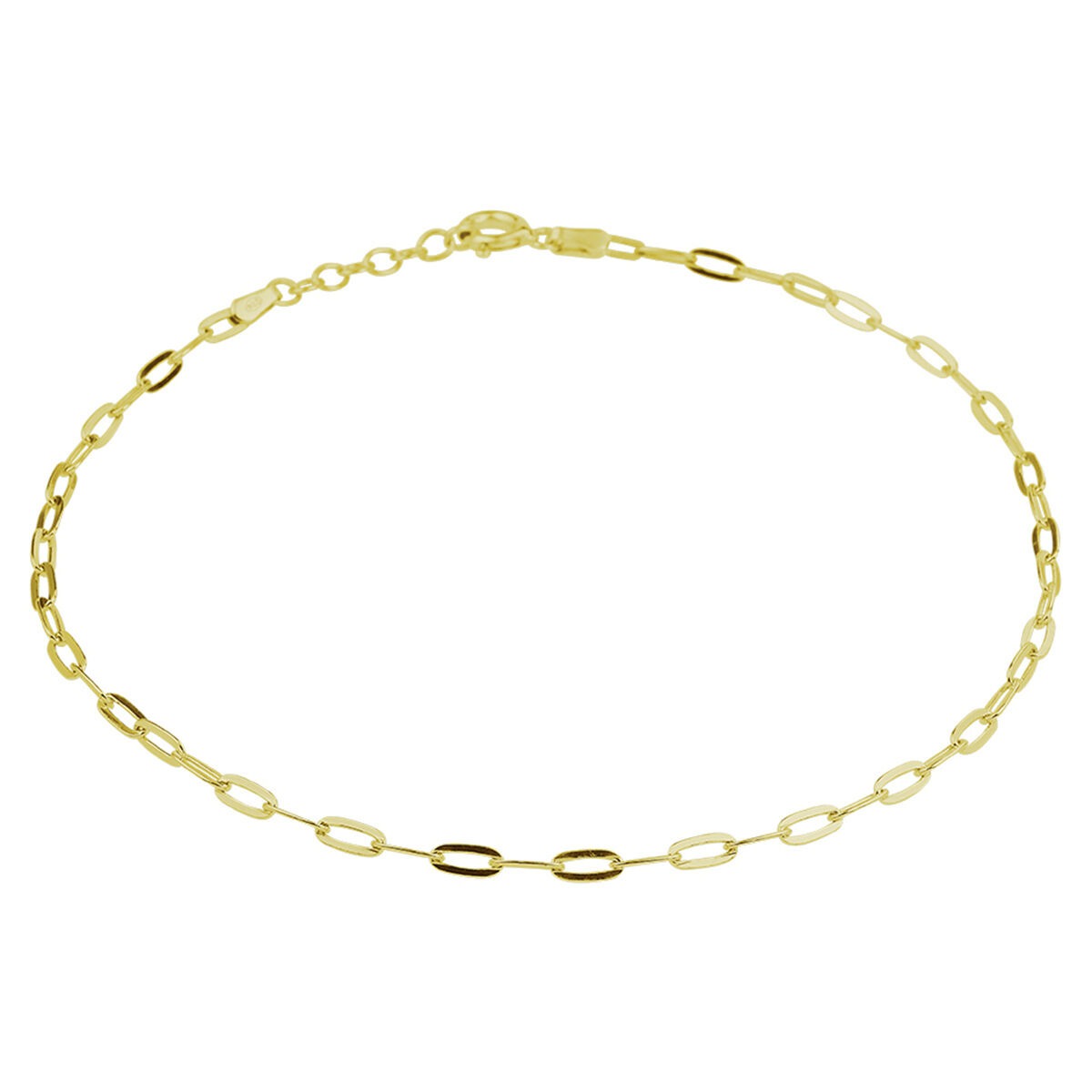 Bracciale da caviglia in argento 925 placcato oro giallo con maglie ad ancoraggio.