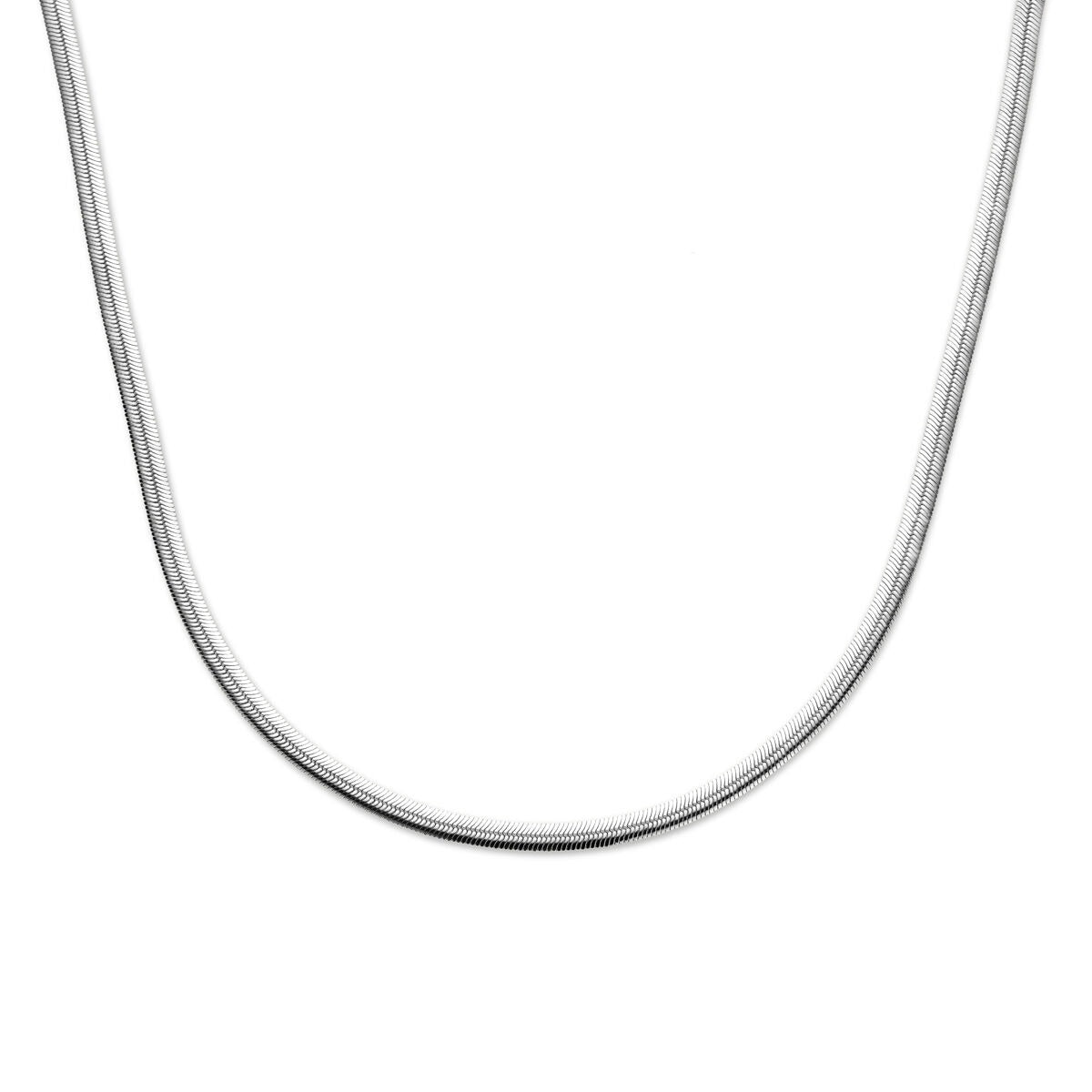 Collana in argento rodiato, maglia rolò di 4,6 mm.