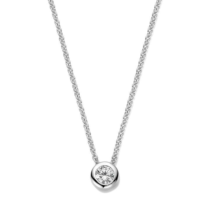 Zilveren collier met zirkonia – gerhodineerd 925 zilver (set)