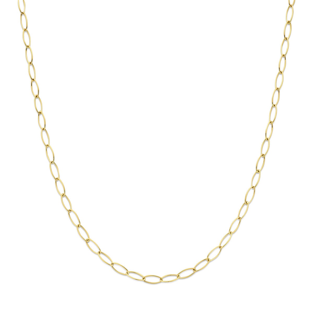 Geelgouden schakel ketting met ankerdesign en ovale schakels.