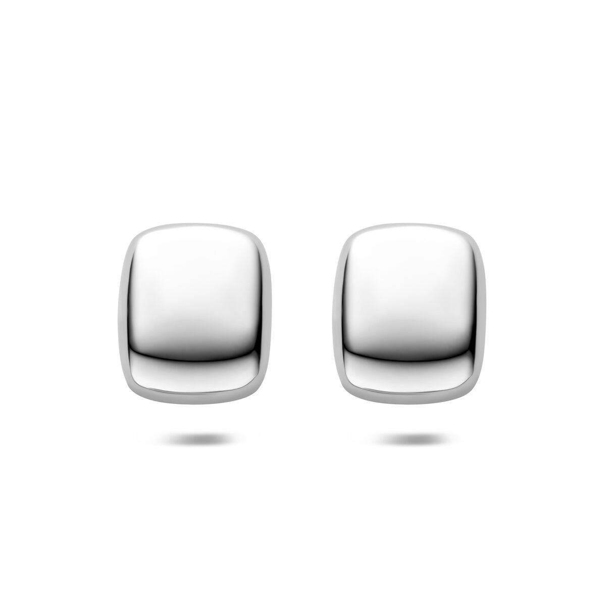 Orecchini in acciaio color argento, forma quadrata, dimensioni 23x19mm.