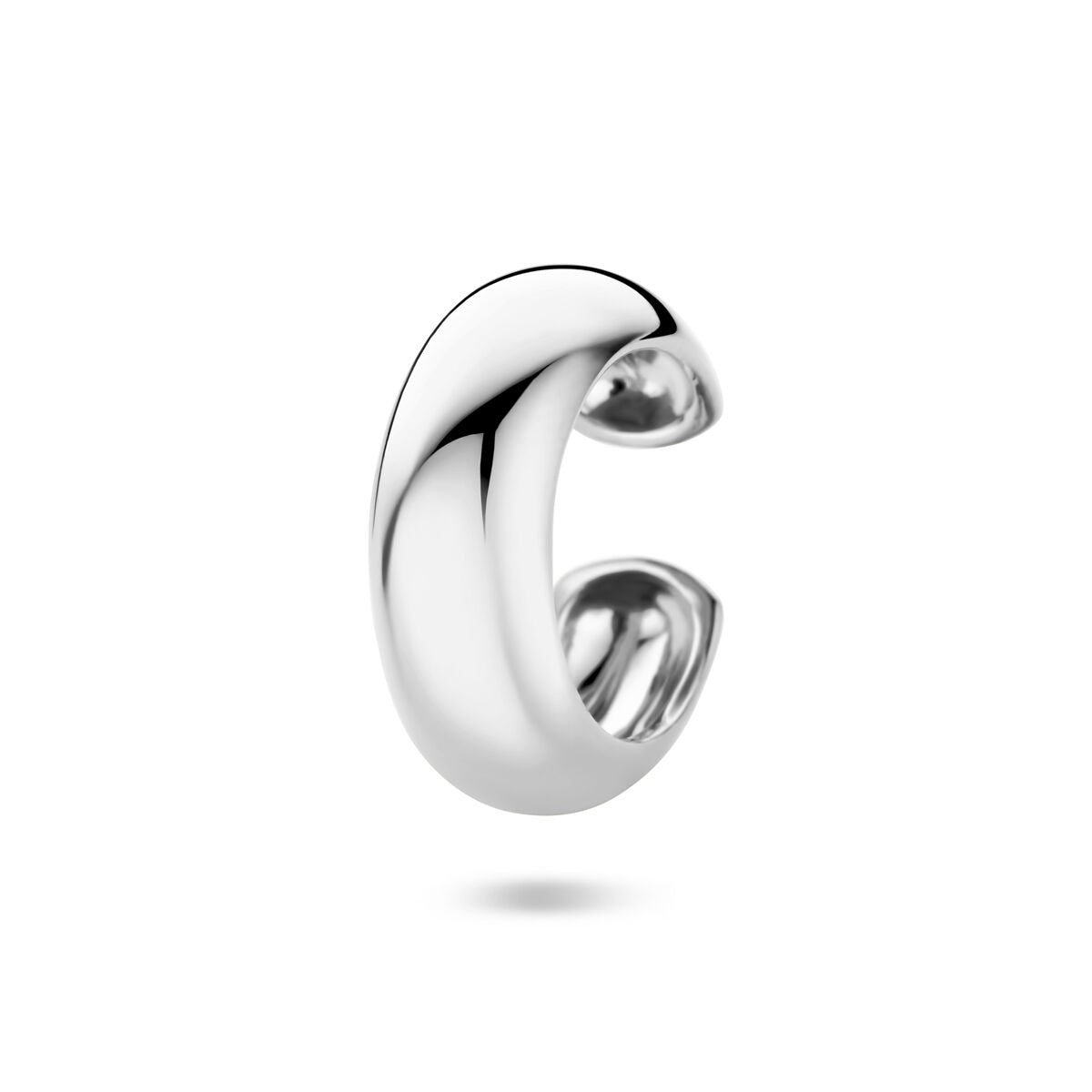 Earcuff in argento 925 rodiato con finitura lucida e forma ondulata.