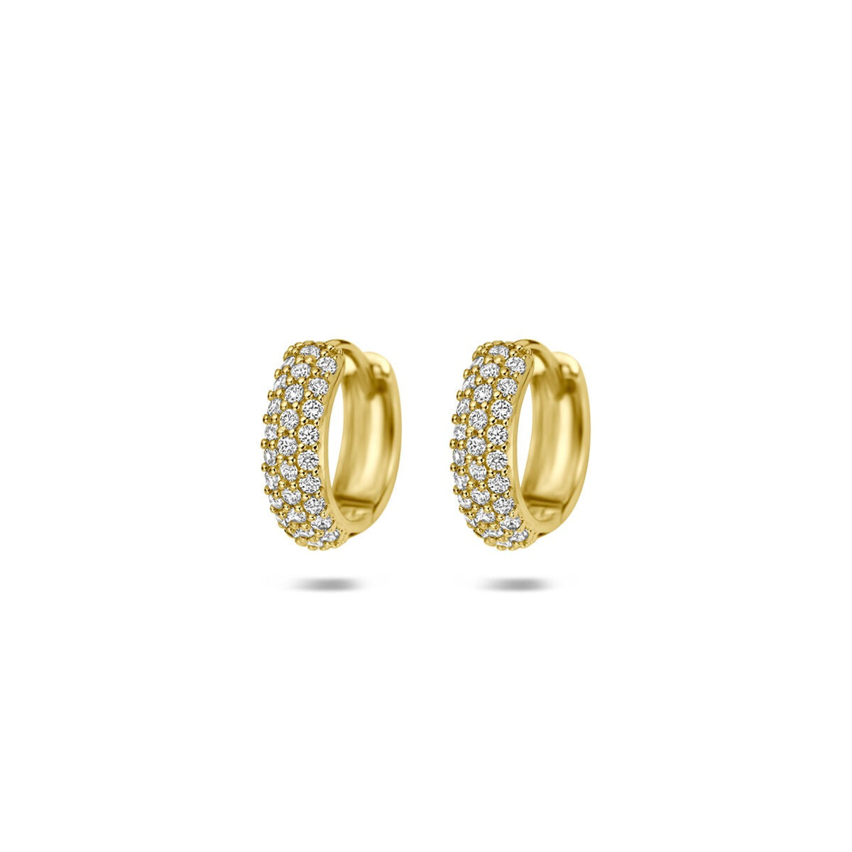 Orecchini alla creola in oro giallo 14k con zirconi.