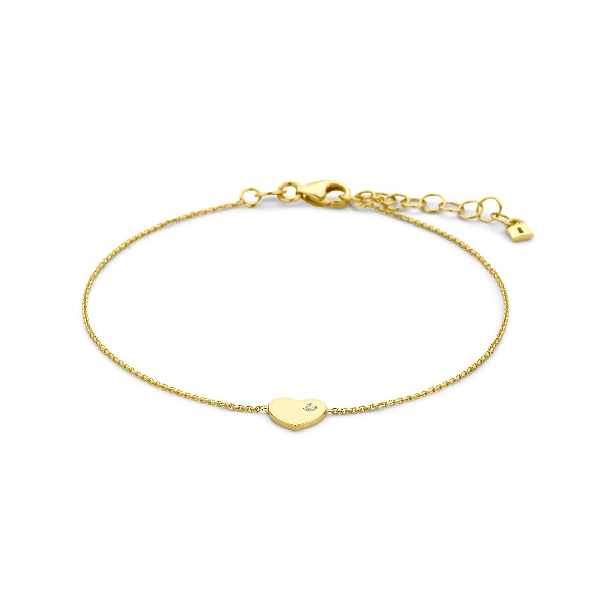 Bracciale in oro giallo 9k con cuore e zircone.