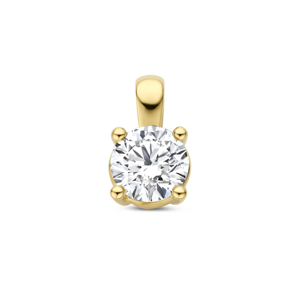 Pendente in oro giallo 14k con diamante lab-grown da 1.00 ct, taglio brillante.