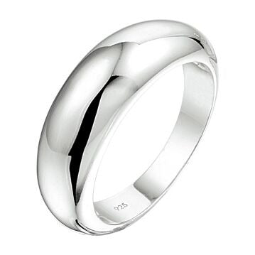 Anello da donna in argento 925, largo 6,5 mm, con finitura lucida e forma bombata.