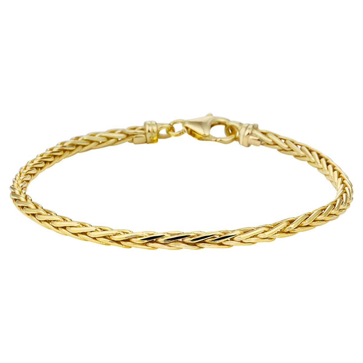 Bracciale in oro giallo 9k con design a treccia e nucleo in argento.