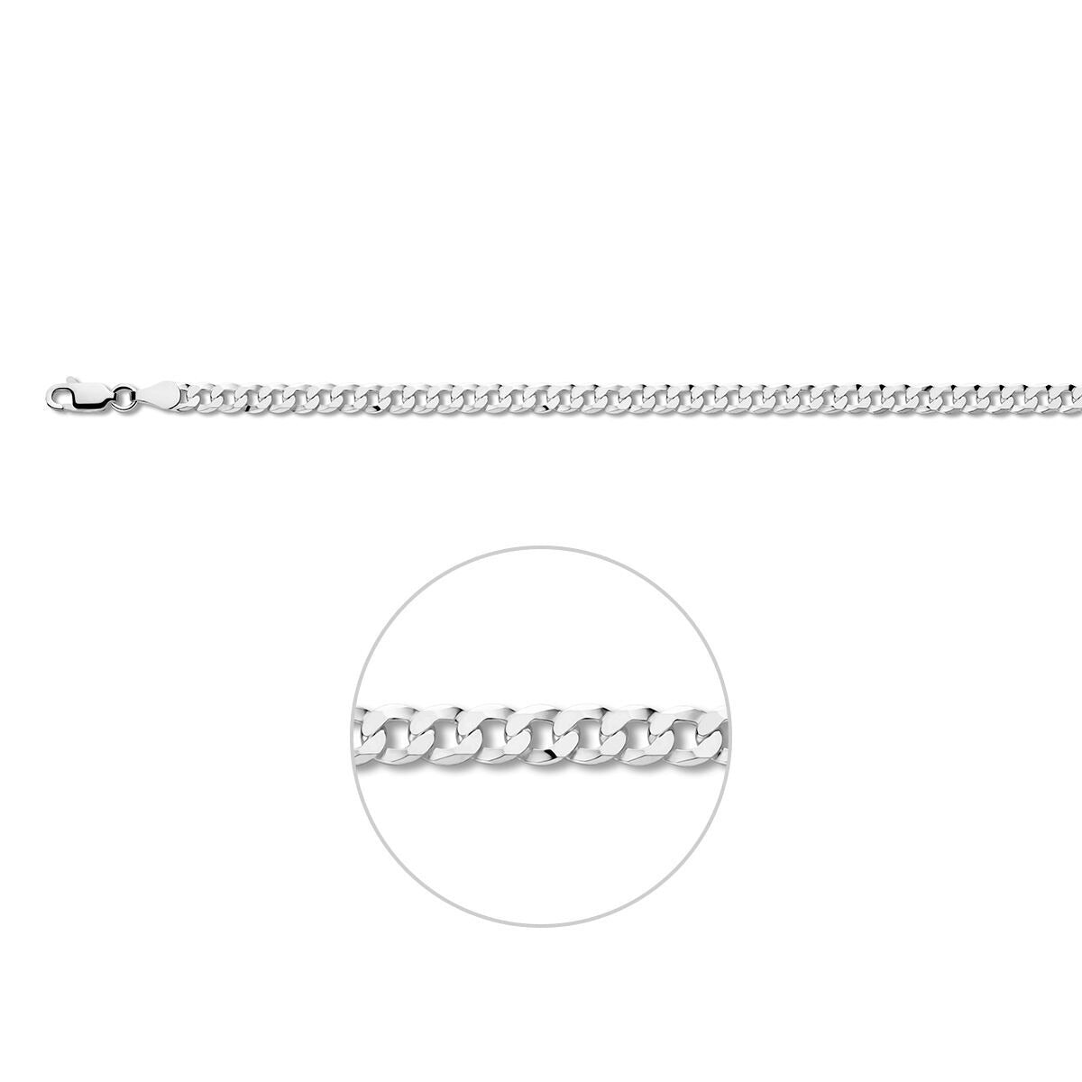 Gerhodineerde 925 zilveren gourmet armband van 4,3 mm met een stevige schakelstructuur en een karabijnsluiting.