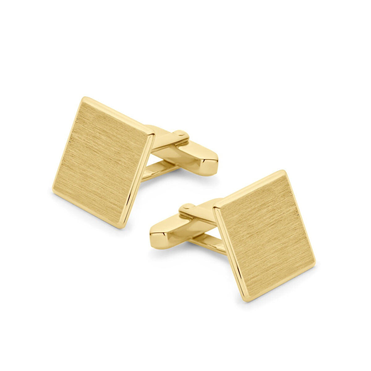 Gemelli quadrati in argento 925 placcato oro, con finitura lucida e opaca.