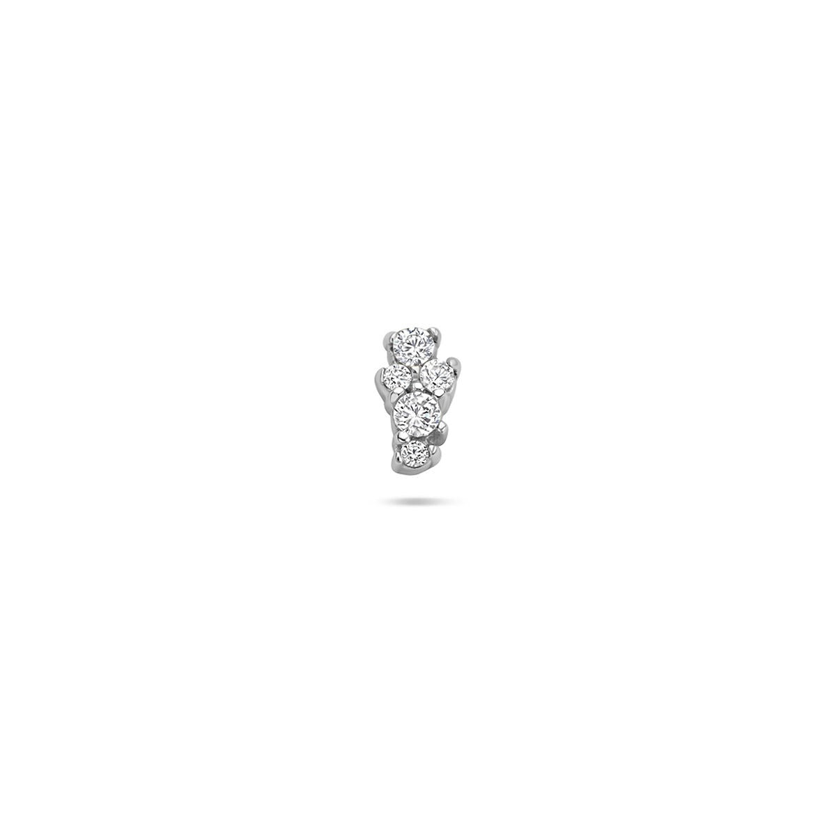 Piercing in argento rodiato con zirconi in incastonatura a chaton.