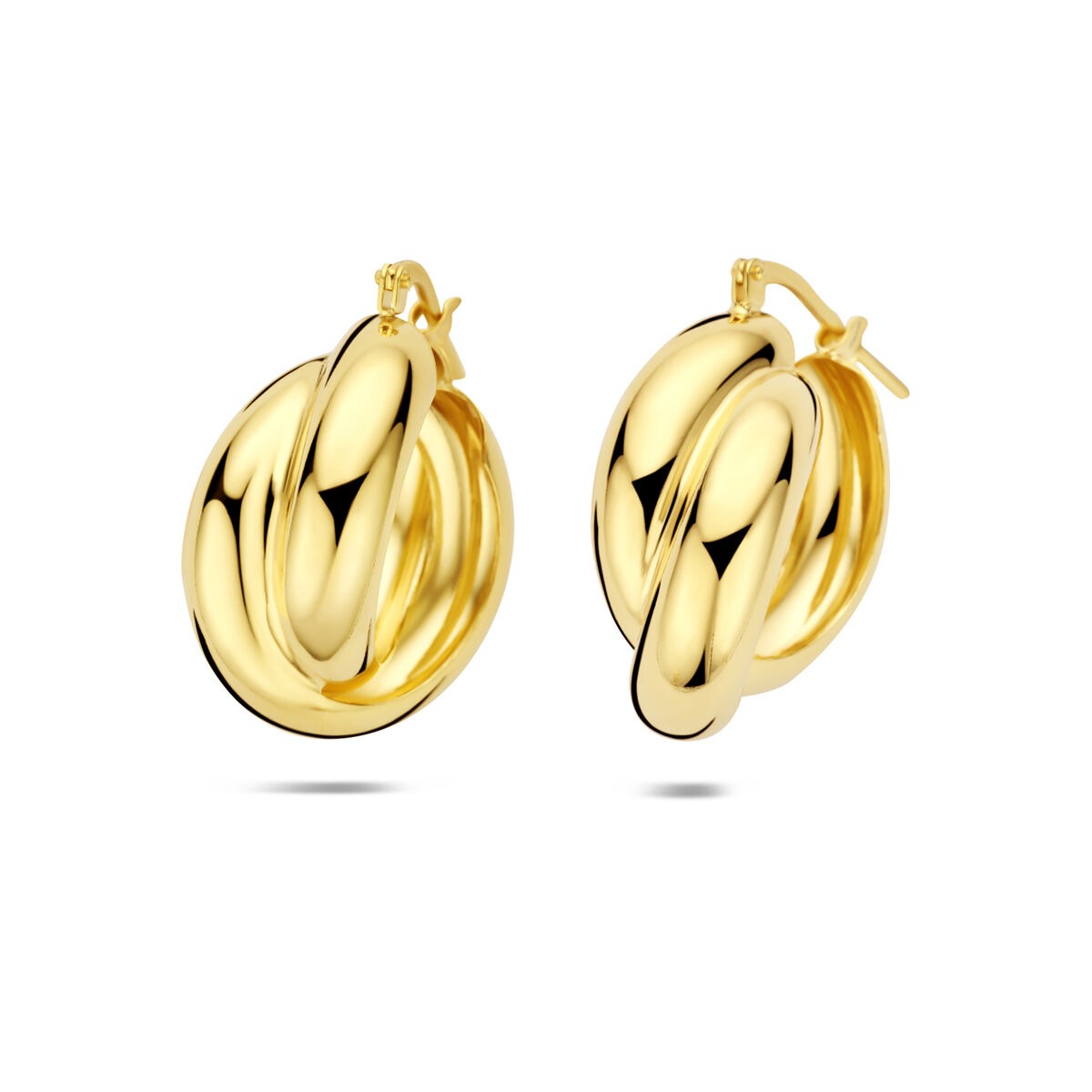 Orecchini in argento 925 placcato oro, forma ovale, dimensioni 24,5 x 11 mm.