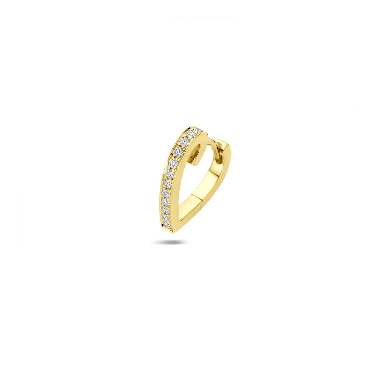 Orecchino a cerchio in oro giallo 14k con cuore e diamante