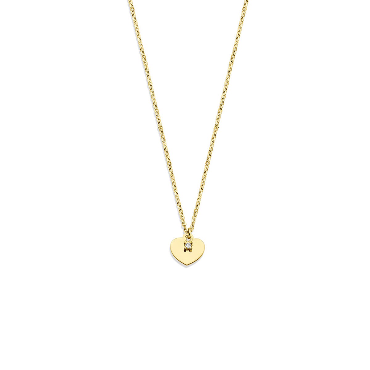 Ciondolo a forma di cuore in argento 925 dorato con una pietra brillante.