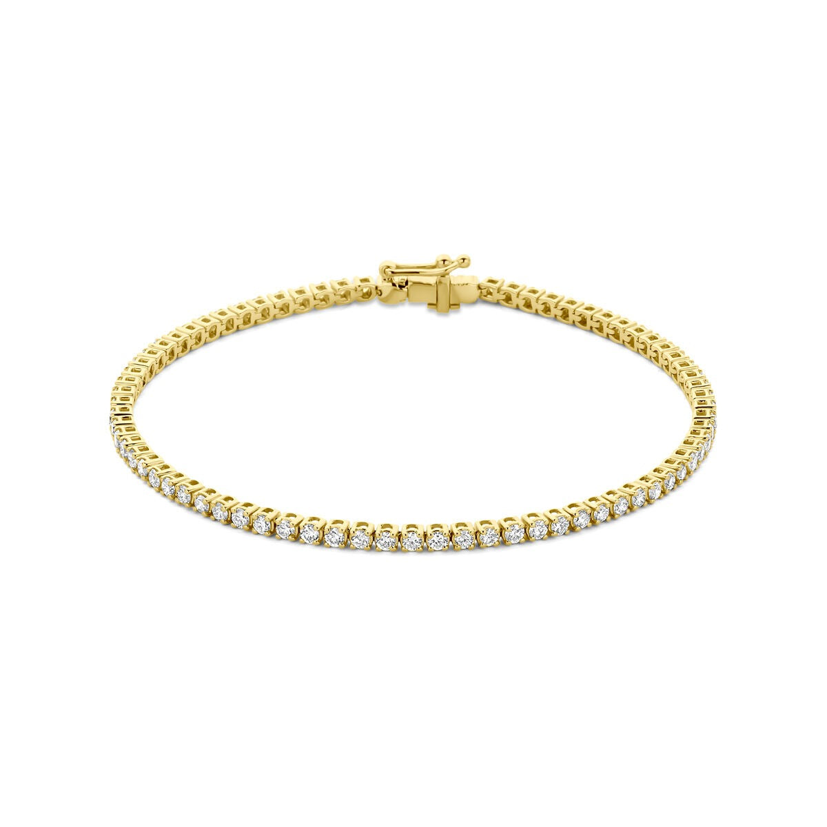 Bracciale tennis in oro giallo 14k con diamanti lab-grown.