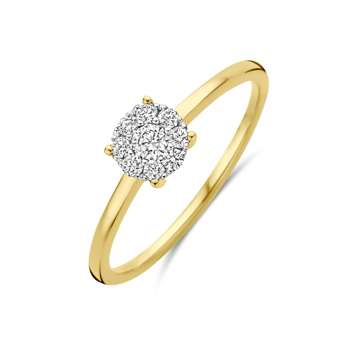 Anello in oro bicolore 14k con diamante di 0,19 ct.